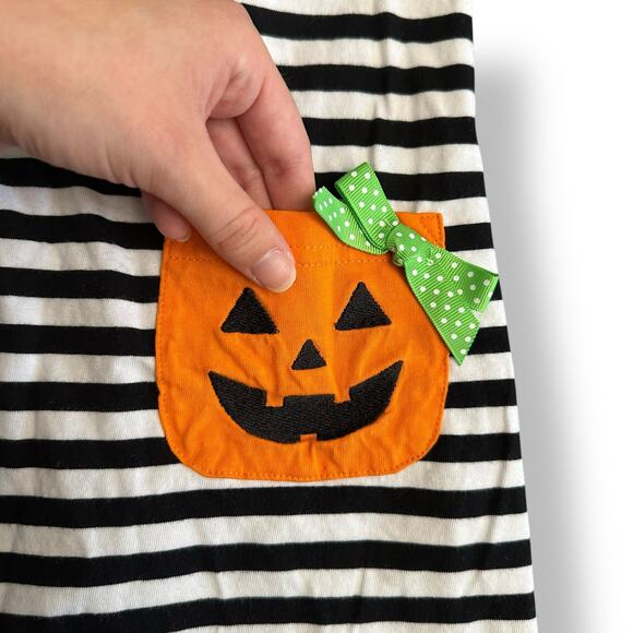 Goodlad Girls 4T Halloween Dress Pumpkin Pockets Black White Bell Sleeve Cotton‎ - Picture 6 of 9